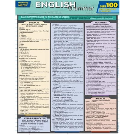 BarCharts 9781423217367 English Grammar Quizzer Quickstudy Easel
